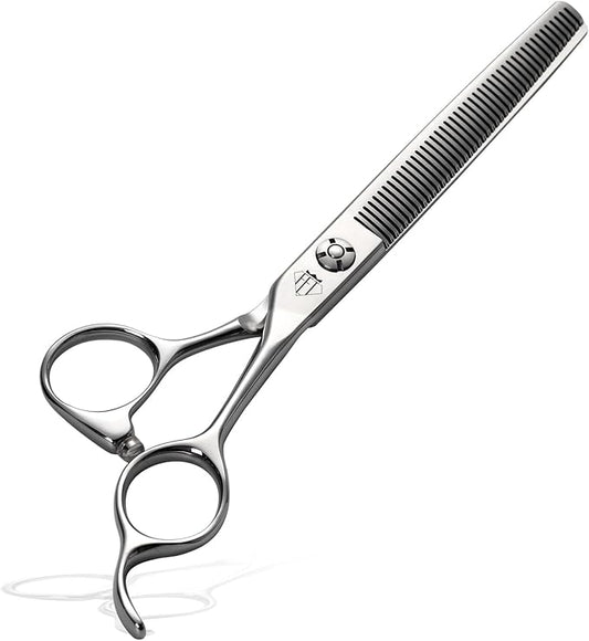 Dog Grooming Scissors: Professional Grooming Scissors for Pet High Precision CNC-Cut Blades, Silver (Thinner, 6.5")