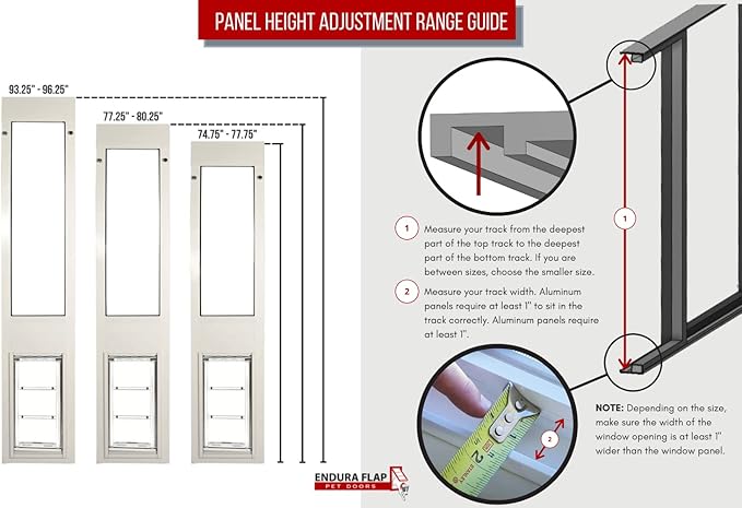 Endura Flap Thermo Panel Pet Door for Sliding Glass Doors | Heavy-Duty Aluminum Frame with Secure Locking Cover | Energy Efficient & Easy Install | White, Large Flap, 77.25"-80.25" Slider Height