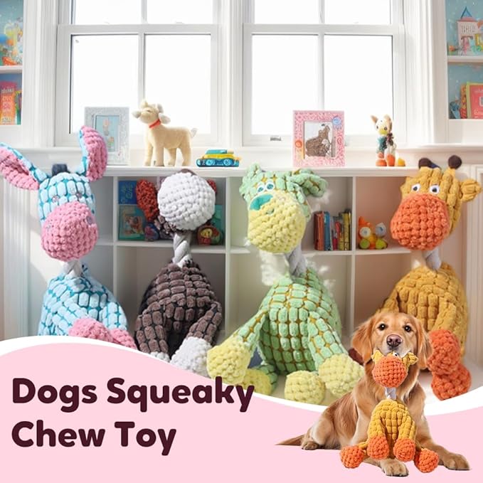 2026 New Indestructible Dog Toy, Durable Dog Stuffed Toys for Aggressive Chewers, Interactive Squeaky Chew Teething Toys for Small Medium Large Dogs Puppy (Blue)