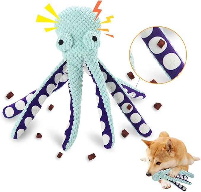 2-Pack Stuffing Free Octopus Dog Toy – Squeaky Octopus Dog Toys for Small, Medium & Large Breeds – Durable Crinkle Plush Chew Toy with Squeaker for Puppy Teething & Training