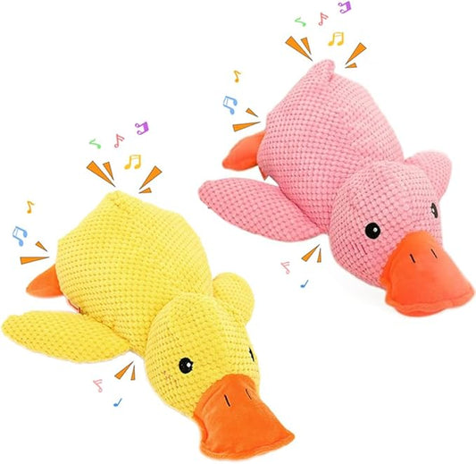 Duck Dog Toys, 2026 New Calming Duck Toy for Dogs, Indestructible Dog Toys for Aggressive Chewers, Interactive Squeaky Dog Chew Puppy Toy for Small Medium Large Dogs (Pink+Yellow)