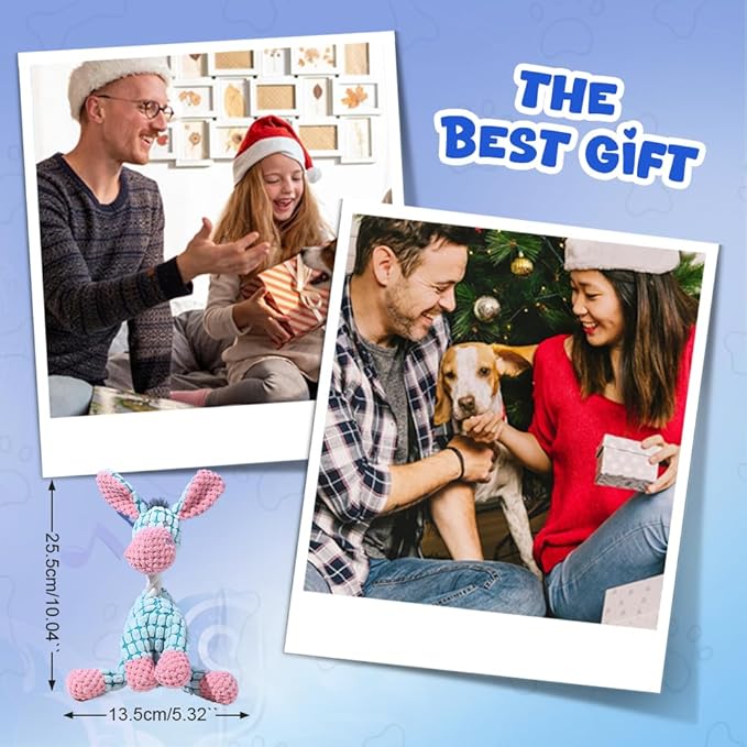 Indestructible Lush Squeaky Toys Indestructible Chew Toy, New Durable Plush Dog Toys for Aggressive Chewers, for Small Medium Large Dogs (Brown Dog)