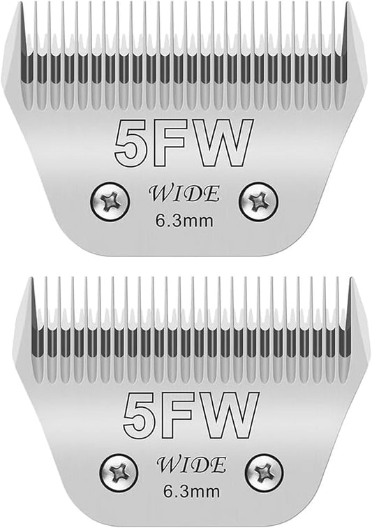 Audoc 2PCS 5FW Wide Blades for Dog Grooming Blades Compatible with Andis,Oster A5,Wahl km10 Dog Clippers,Size-#5FW, 1/4-Inch Cut Length (6.3mm)(2pcs #5FW)