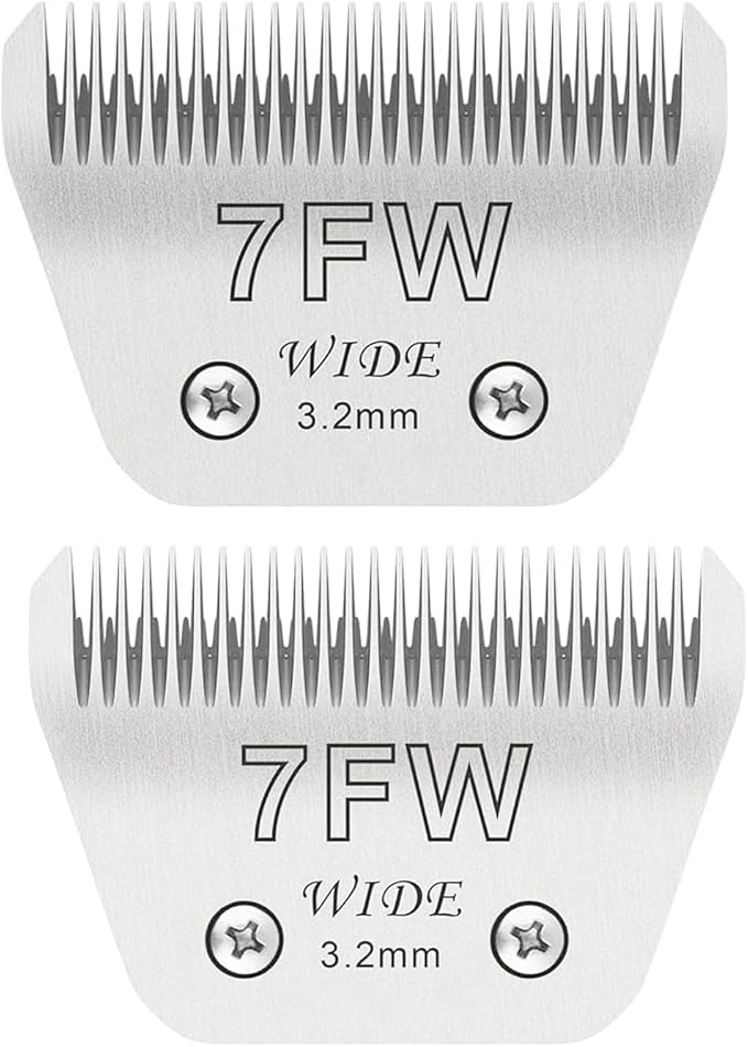 Audoc 2PCS 7FW Wide Blades for Dog Grooming Blades Compatible with Andis,Oster A5,Wahl km10 Dog Clippers,Size-#7FW, 1/8-Inch Cut Length (3.2mm)(2pcs #7FW)