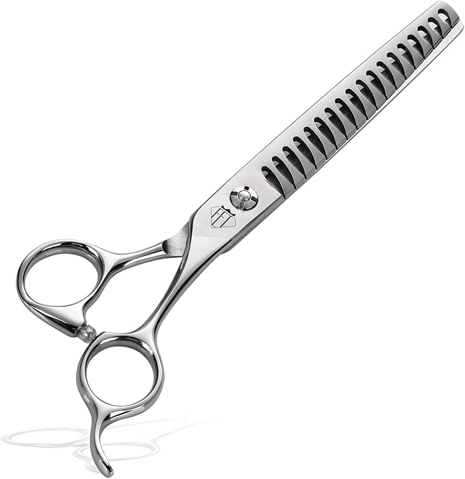 Dog Grooming Scissors: Professional Grooming Scissors for Pet High Precision CNC-Cut Blades, Silver (Chunker, 7")