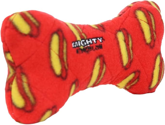 MIGHTY- NO Stuff Bone– Squeaky Plastic Core. 2-in-1 Toy. Made Durable, Strong & Tough. Interactive Play Dog Toy (Tug, Toss & Fetch). It Floats. (Red, Medium 2 Pack)