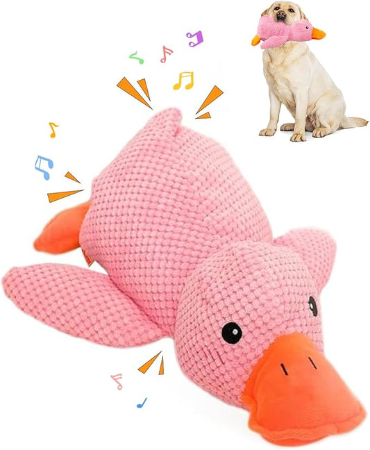 Duck Dog Toys, 2026 New Calming Duck Toy for Dogs, Indestructible Dog Toys for Aggressive Chewers, Interactive Squeaky Dog Chew Puppy Toy for Small Medium Large Dogs (Pink)