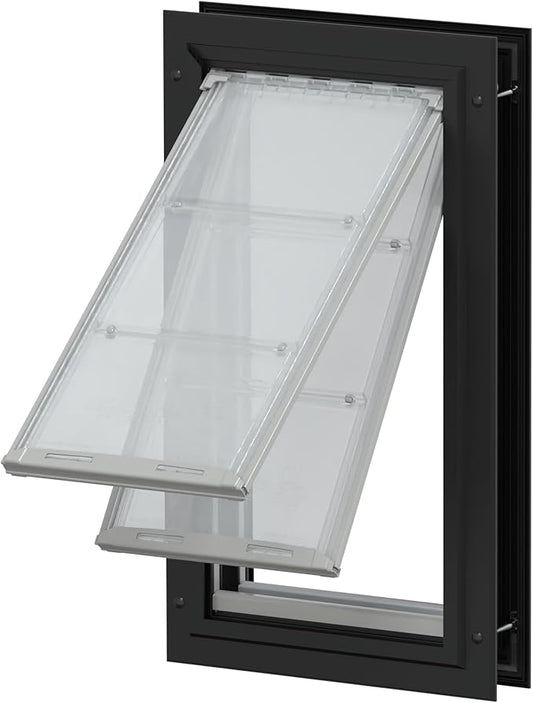 Endura Flap Giant Dog Door for Doors | Designed for Big & Tall Dog Breeds | Insulated Flap for Energy Efficiency | Weather-Resistant & Secure Aluminum Frame | Black, Extra Large, Double Flap