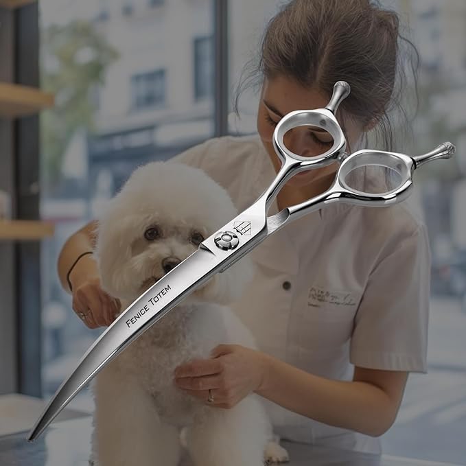 Dog Grooming Scissors: 5 IN 1 Professional Grooming Scissors for Pet High Precision CNC-Cut Blades, Silver (SET, 7")