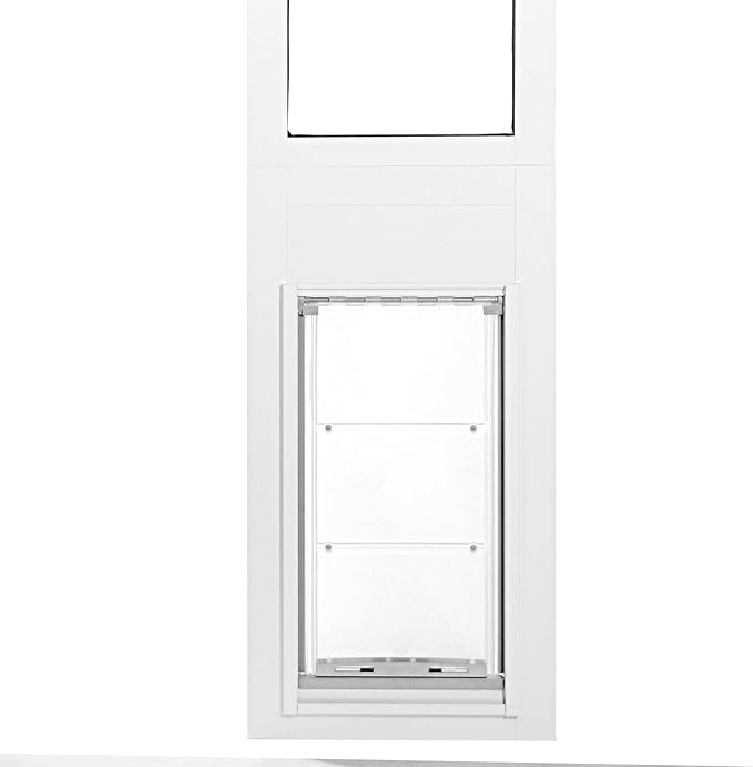 Endura Flap Thermo Panel Pet Door for Sliding Glass Doors | Heavy-Duty Aluminum Frame with Secure Locking Cover | Energy Efficient & Easy Install | White, Medium Flap, 93.25"-96.25" Slider Height
