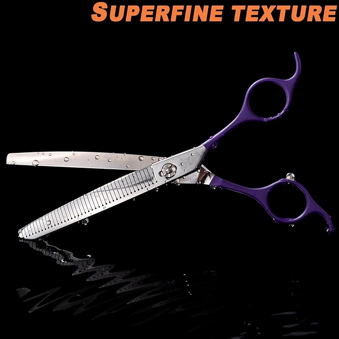 High-end Professional Dog Grooming Curved Thinning Scissors Teeth Blending Shears Pet Texturizing Thinner Blender Shears 7 Inch Extremely Very Sharp Made Of Stainless Steel Alloy For Dog Cat Groomer