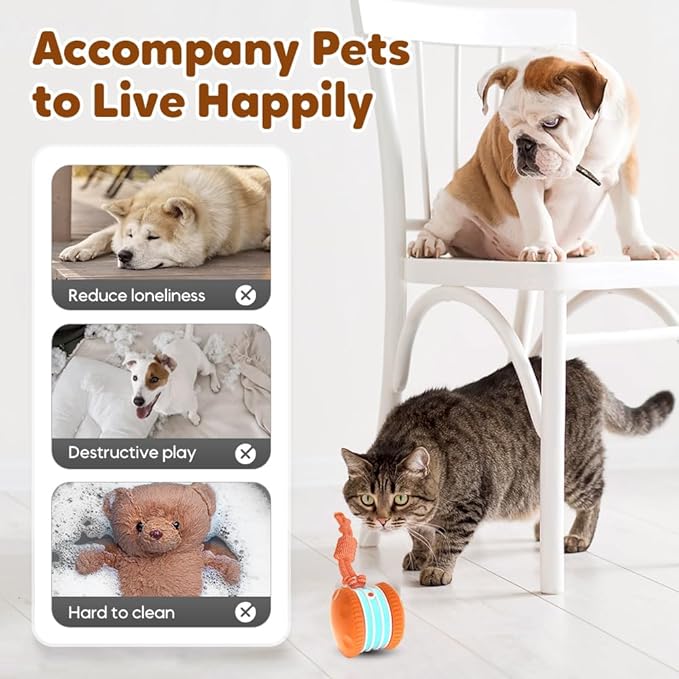 Interactive Dog Toy,2026 New Automatic Rolling Ball with Rope for Cat, Durable Dogs Rope Toy for Chewing and Playing, Dogs Ball Toy for Puppy Cats (Blue/1pcs)