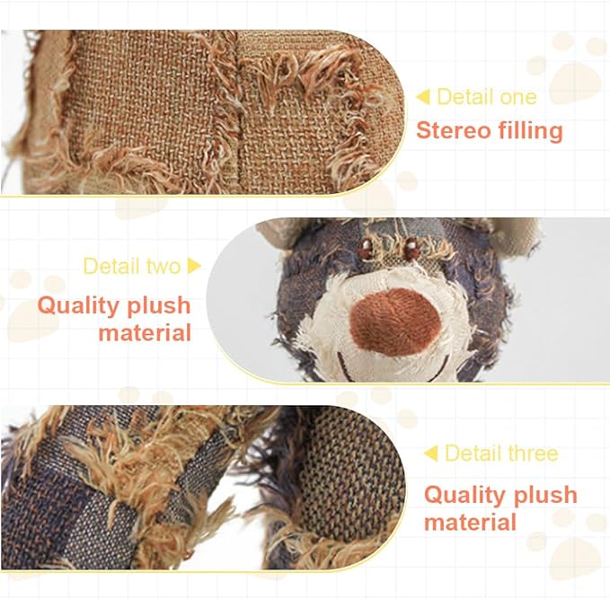 Dog Toys for Aggressive Chewers,Indestructible Robust Bear Toy, Durable Squeaky Toys for Heavy Chewers, Interactive Dog Toy Unbreakable Stuffed Plush for Small, Medium Sized Dogs (Purple, Small)