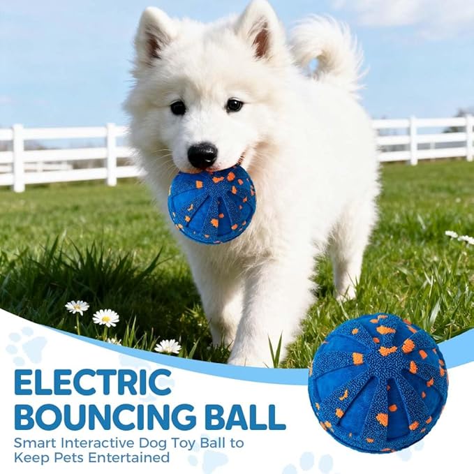2025 Upgraded Smart Interactive Vibrating Dog Ball Toy, Durable Dog Ball with Automatic Moving, Waterproof Smart Electric Bouncing Balls, Automatic Dog Toy Dogs (Yellow)