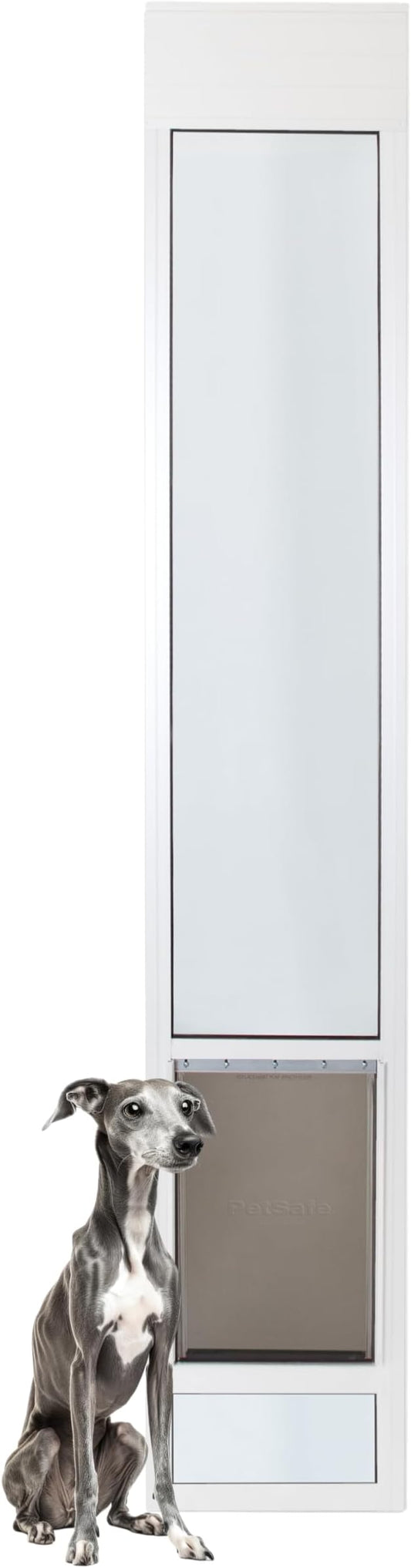 PetSafe Sliding Glass Pet Door - No-Cut DIY Install Doggy Door for Renters - Aluminum Frame - Adjustable Height 91 7/16" to 96" - Ideal for Large Dogs Up to 130 lb - White