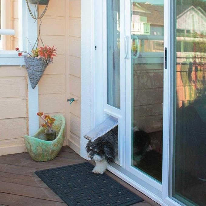 Endura Flap Pet Door for Vinyl Sliding Glass Doors | Weatherproof & Insulated Dog Door for Vinyl Sliders | Durable with Secure Locking Cover | White, Small Flap, 93.25"-96.25" Slider Height