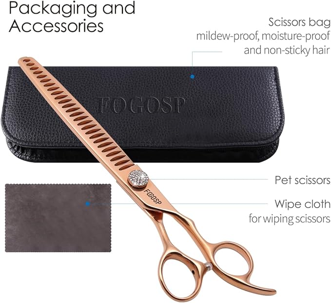 Chunkers Dog Grooming Scissoes 8'' Rose Gold Titanium Professional Thinning Shears for Large Dogs Poodle 26 Teeth Pet Grooming Scissor Japan 440C 70% Thinning Rate (8,Chunker)