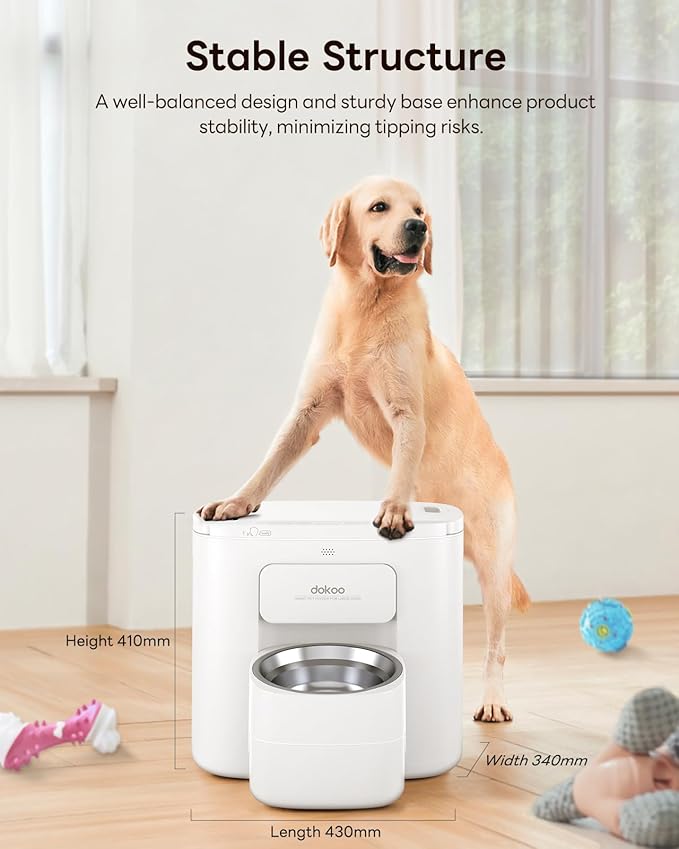 15L Automatic Dog Feeder for Large Breed, 2026 Vacuum-Sealed Storage Airtight 100% Freshness Timed Auto Dog Food Dispenser, Anti-Blockage System, Support up to 22mm Pet Food, Stainless Steel Bowl