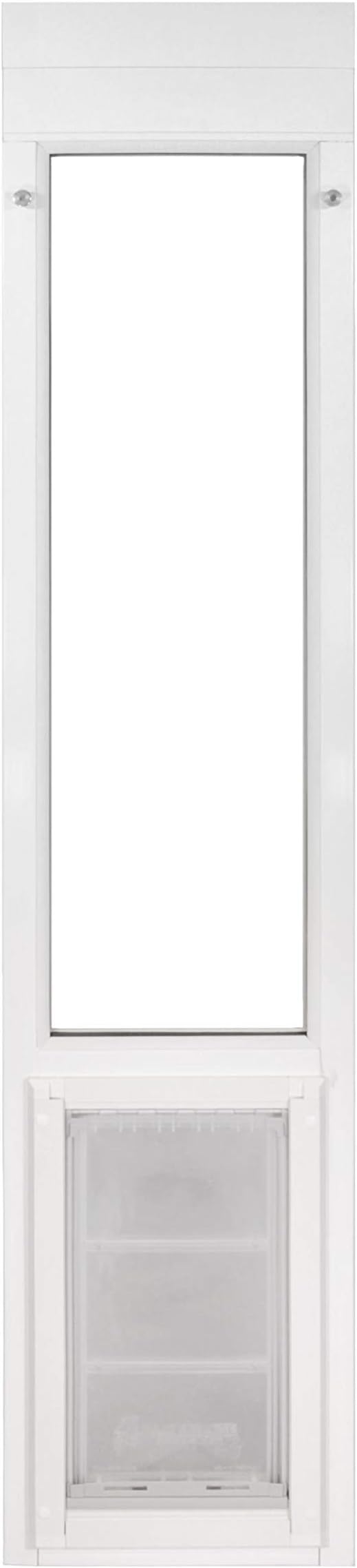 Endura Flap Pet Door for Vinyl Sliding Glass Doors | Weatherproof & Insulated Dog Door for Vinyl Sliders | Durable with Secure Locking Cover | White, Medium Flap, 74.75"-77.75" Slider Height
