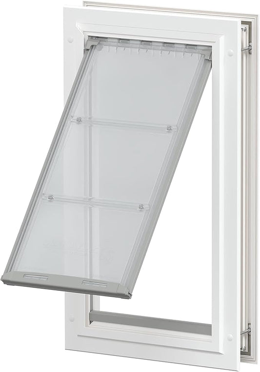 Endura Flap Giant Dog Door for Doors | Designed for Big & Tall Dog Breeds | Insulated Flap for Energy Efficiency | Weather-Resistant & Secure Aluminum Frame | White, Extra Large, Single Flap