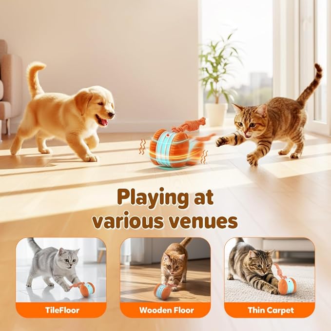Interactive Dog Toy,2026 New Automatic Rolling Ball with Rope for Cat, Durable Dogs Rope Toy for Chewing and Playing, Dogs Ball Toy for Puppy Cats (Blue/1pcs)