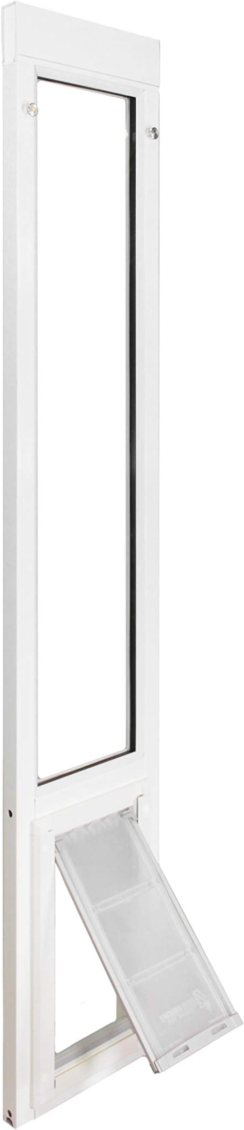 Endura Flap Pet Door for Vinyl Sliding Glass Doors | Weatherproof & Insulated Dog Door for Vinyl Sliders | Durable with Secure Locking Cover | White, Small Flap, 74.75"-77.75" Slider Height