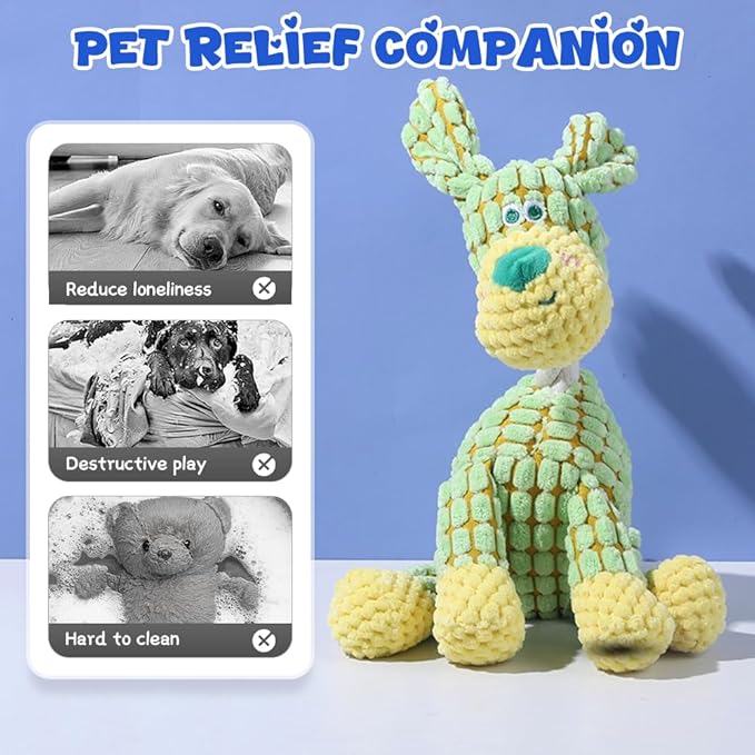 Indestructible Lush Squeaky Toys Indestructible Chew Toy, New Durable Plush Dog Toys for Aggressive Chewers, for Small Medium Large Dogs (Giraffe)