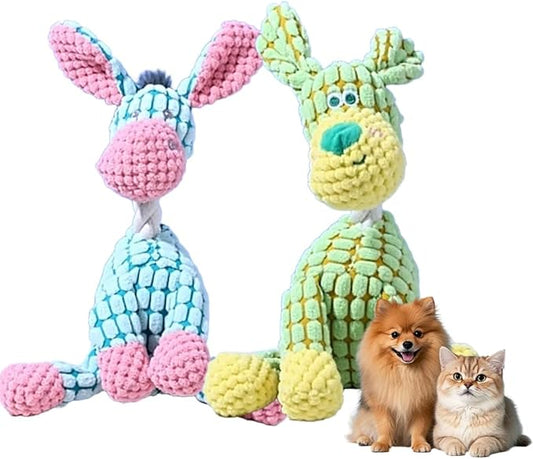 2026 New Indestructible Dog Toy, Durable Dog Stuffed Toys for Aggressive Chewers, Interactive Squeaky Chew Teething Toys for Small Medium Large Dogs Puppy (Blue+Green)