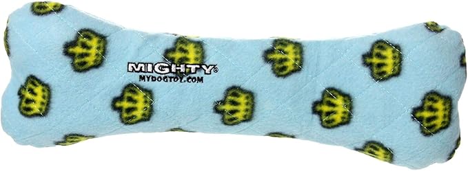 MIGHTY- NO Stuff Bone– Squeaky Plastic Core. 2-in-1 Toy. Made Durable, Strong & Tough. Interactive Play Dog Toy (Tug, Toss & Fetch). It Floats. (Blue, Large 2 Pack)