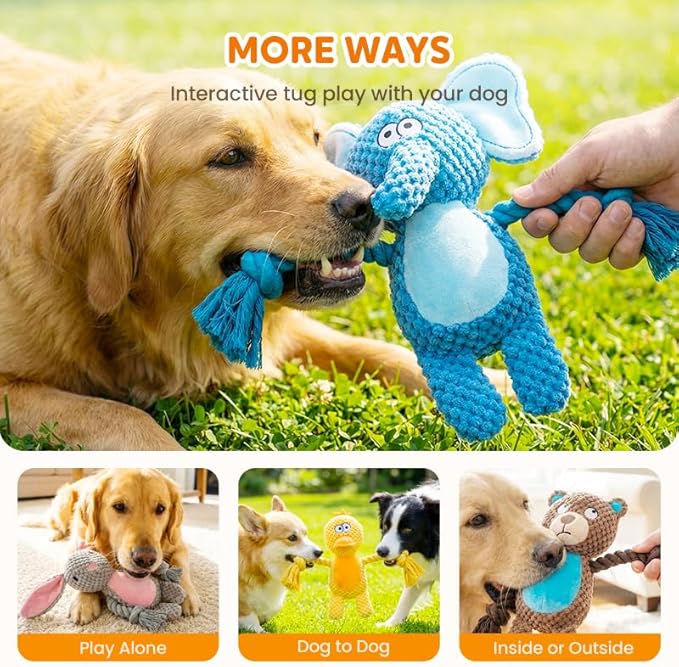 Plush Dog Chew Toys,2026 New Squeaky Dog Toy for Aggressive Chewers, Indestructible Dog Toy for Small Medium Large Dogs to Keep Them Busy Puppy Teething Toy (Fox)