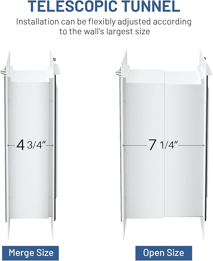 Dog Door for Wall - Steel Frame, Telescoping Tunnel & Double Food-Grade Silicone Flaps Pet Door, Doggy Doors with Secure Lock (Pets Up to 40 lbs) - Medium