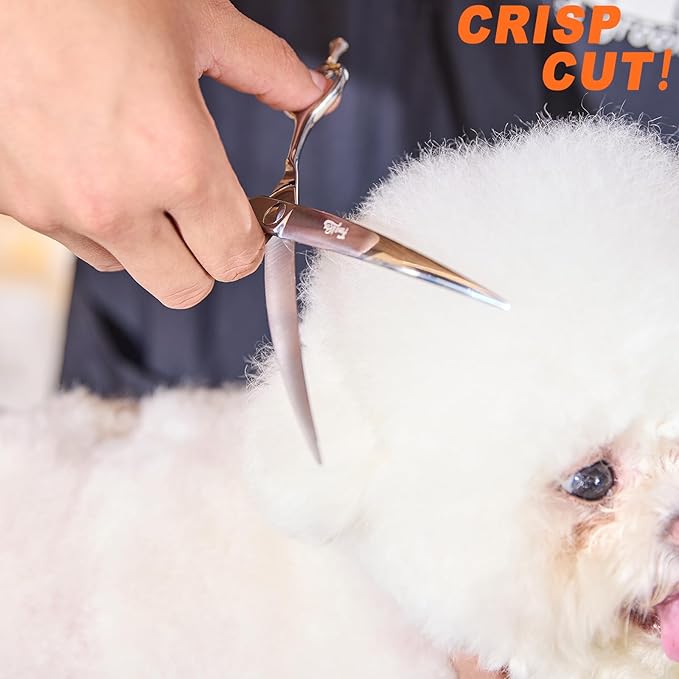 High-end Professional Dog Grooming Curved Scissors Pet Curved Shears 7 Inches Extremely Very Sharp Made Of Stainless Steel Alloy By Hand For Dog Cat Groomer