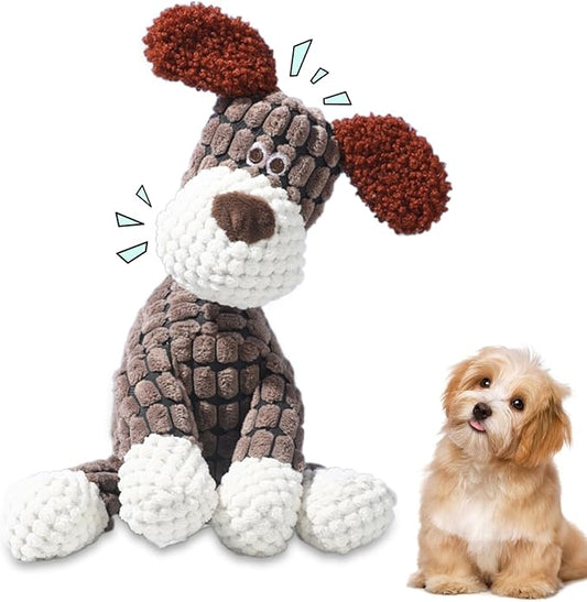 Indestructible Lush Squeaky Toys Indestructible Chew Toy, New Durable Plush Dog Toys for Aggressive Chewers, for Small Medium Large Dogs (Brown Dog)