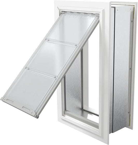 Endura Flap Giant Dog Door for Walls | Designed for Extra-Large & Tall Dogs | Energy Efficient Wall Mount Pet Door | Durable & Pet Safe | White, Single Flap Wall Mount