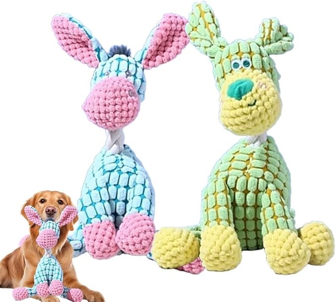 Indestructible Dog Toy, 2026 New Dog Plush Toys for Aggressive Chewers, Squeaky Chew Toy for Small, Medium and Large Dogs (Blue+Green)