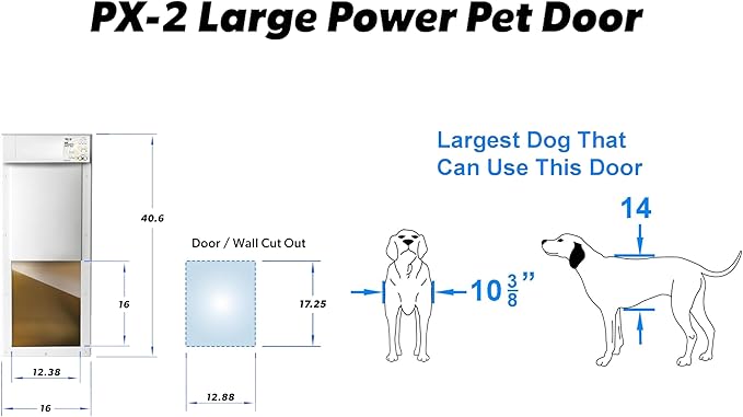 Power PET Electronic Dog Door - High Tech Pet Brand - Steel Dead Bolt Security - Fully Automatic & Pet Operated - Vertically Sliding, Air Tight Panel - No Drafty Flaps - US Personal Customer Service