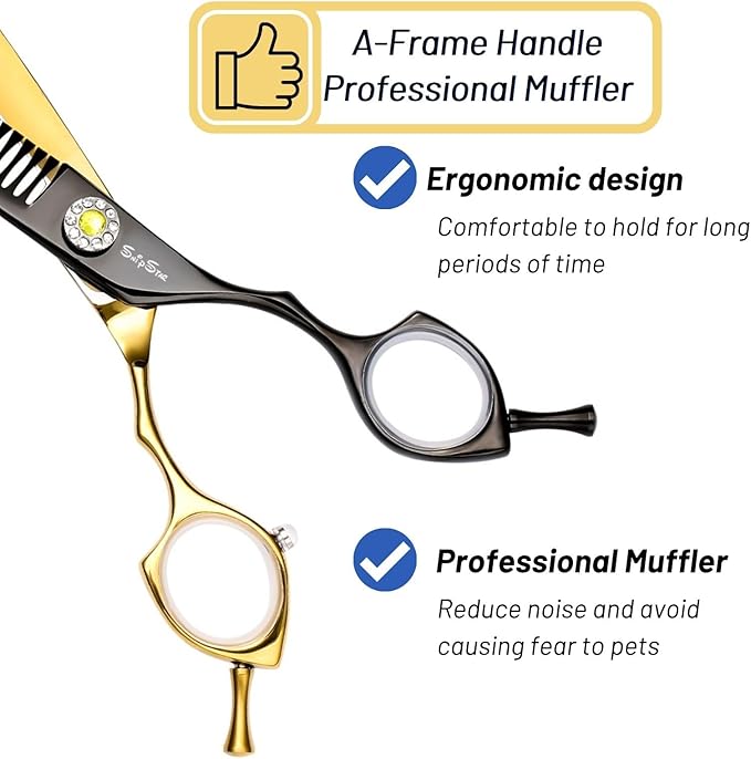 7.5in 25° Curved Thinning Shears for Dog Grooming Scissors, High-end Dog Trimming Scissors, 35 Teeth Chunker, Japan VG10 Steel Sharp, Ergonomic Professional Pet Shears for Dogs Cats Face Paws Groomer