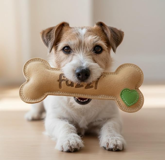 Large Leather Bone Dog Toy Natural and Tough Dog Toys - Long Lasting Chew Toys for Aggressive Chewers - Strong Dog Toy for Dogs and Puppy