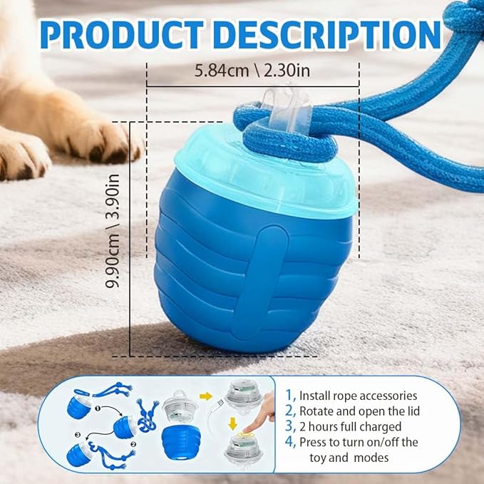 Interactive Dog Toys, 2026 Upgrade Interactive Rolling Cat Dog Ball Toy, Rechargeable Automatic Moving Dogs Toy Wicked Ball for Boredom Medium Small Puppy Dogs (Orange)