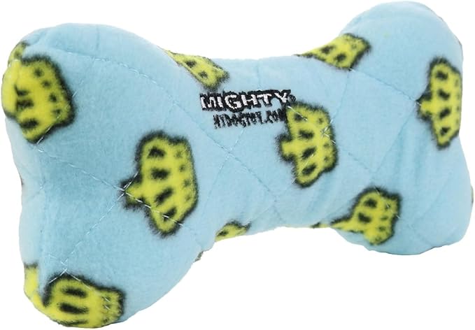 MIGHTY- NO Stuff Bone– Squeaky Plastic Core. 2-in-1 Toy. Made Durable, Strong & Tough. Interactive Play Dog Toy (Tug, Toss & Fetch). It Floats. (Blue, Medium 2 Pack)
