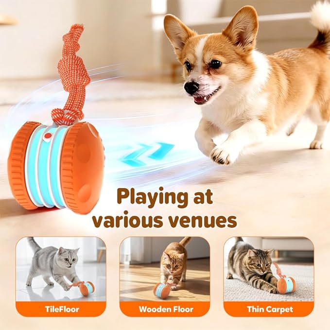 Interactive Dog Toys, 2026 Upgrade Self Moving Ball with Smart 360° Random Rotation, Chew Resistant Automatic Toy for Boredom, for Indoor Play on Tile Wood Floor Carpet (Blue 1PCS)
