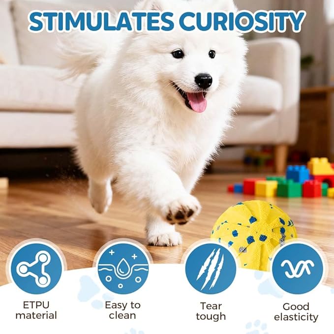 2025 Upgraded Smart Interactive Vibrating Dog Ball Toy, Durable Dog Ball with Automatic Moving, Waterproof Smart Electric Bouncing Balls, Automatic Dog Toy Dogs (Yellow)