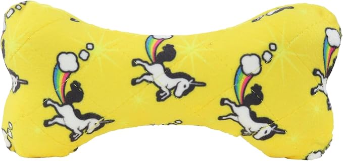 MIGHTY- NO Stuff Bone– Squeaky Plastic Core. 2-in-1 Toy. Made Durable, Strong & Tough. Interactive Play Dog Toy (Tug, Toss & Fetch). It Floats. (Unicorn, Medium 2 Pack)