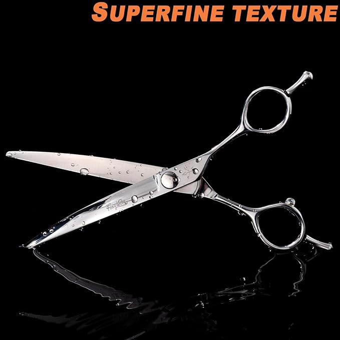 High-end Professional Dog Grooming Curved Scissors Pet Curved Shears 7 Inches Extremely Very Sharp Made Of Stainless Steel Alloy By Hand For Dog Cat Groomer