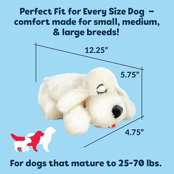 Original Snuggle Puppy Heartbeat Puppy Toy - Heartbeat Puppy for Dogs - Pet Anxiety Relief and Calming Aid - Comfort Dog Toy - Behavioral Training and Sleep Aid Cuddle buddy - Crate Training Essential