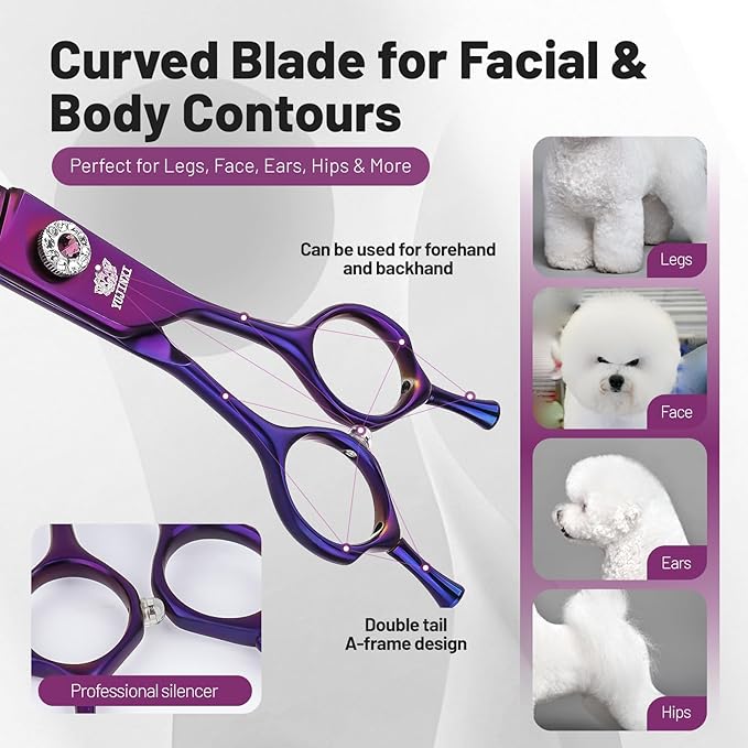 Curved Thinning Shears for Dog Grooming Scissors 8 inch Professional Pet Grooming Blender Scissors Curved Dog Grooming Shears for Medium and Large Dogs