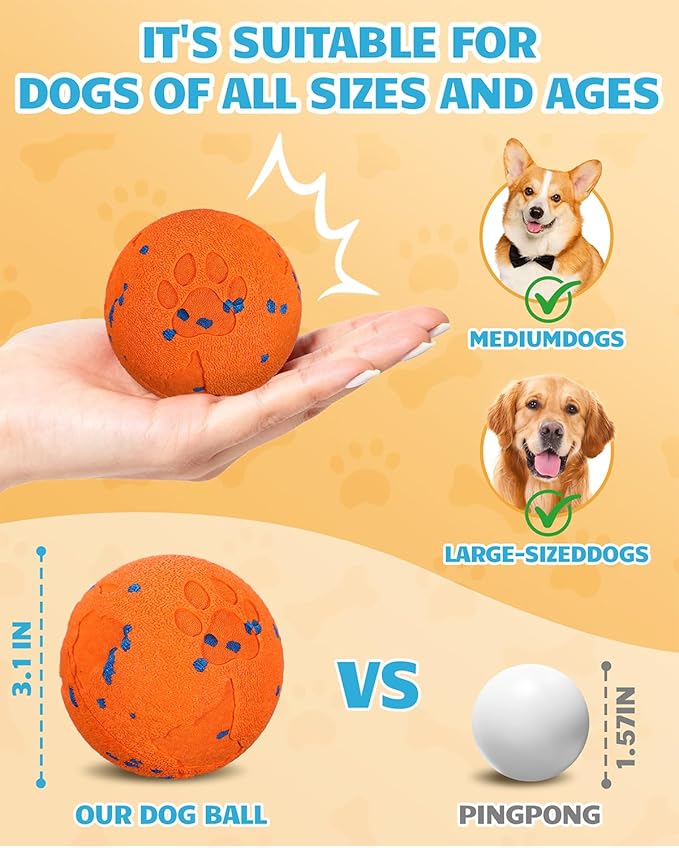 Interactive Dog Toys & Interactive Dog Ball for Medium/Large Dogs: Self-Moving, Auto-Vibrating & Bouncing Smart Ball - Chew-Resistant E-TPU, Low-Noise & IPX7 Waterproof