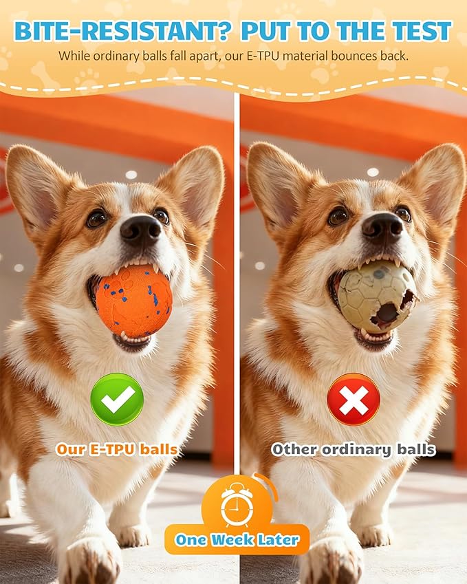 Interactive Dog Toys & Interactive Dog Ball for Medium/Large Dogs: Self-Moving, Auto-Vibrating & Bouncing Smart Ball - Chew-Resistant E-TPU, Low-Noise & IPX7 Waterproof