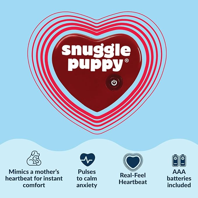Original Snuggle Puppy Heartbeat Puppy Toy - Heartbeat Puppy for Dogs - Pet Anxiety Relief and Calming Aid - Comfort Dog Toy - Behavioral Training and Sleep Aid Cuddle buddy - Crate Training Essential
