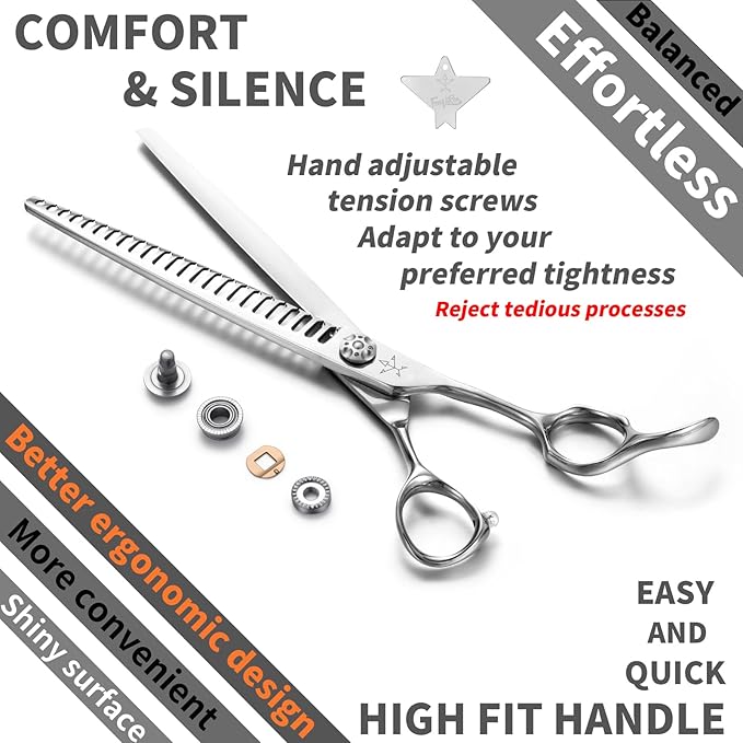 High-end Professional Dog Grooming Thinning Scissors Teeth Cutting Blending Shears Pet Texturizing Shears 8 Inch Extremely Very Sharp Stainless Steel Alloy For Cat Other Animals Groomer